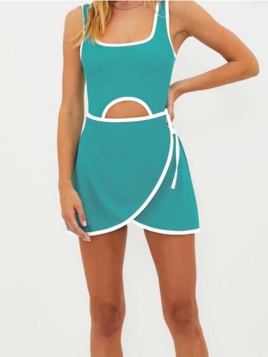Beach Riot Dresses & Skirts - BEACH RIOT Astrid Mini Cutout Wrap Skort Tennis Dress Green Size Small